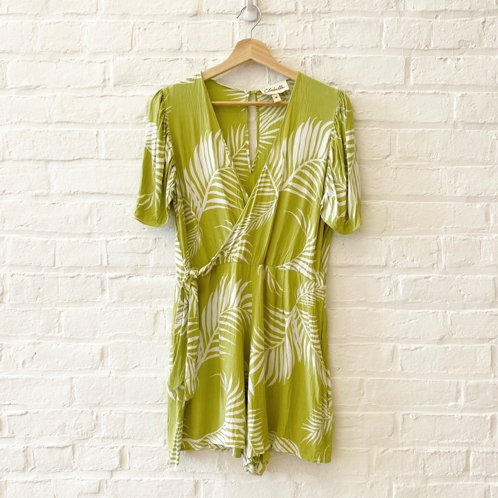 Anthropologie || Cleobella Remington Romper Palm Frond Print Wrap‎ Green Medium